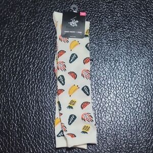 Beverly Hills Polo Club Cream Knee-High Socks with Fruit Design